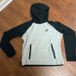 Nike Black and Gray Hooded Sweatshirt